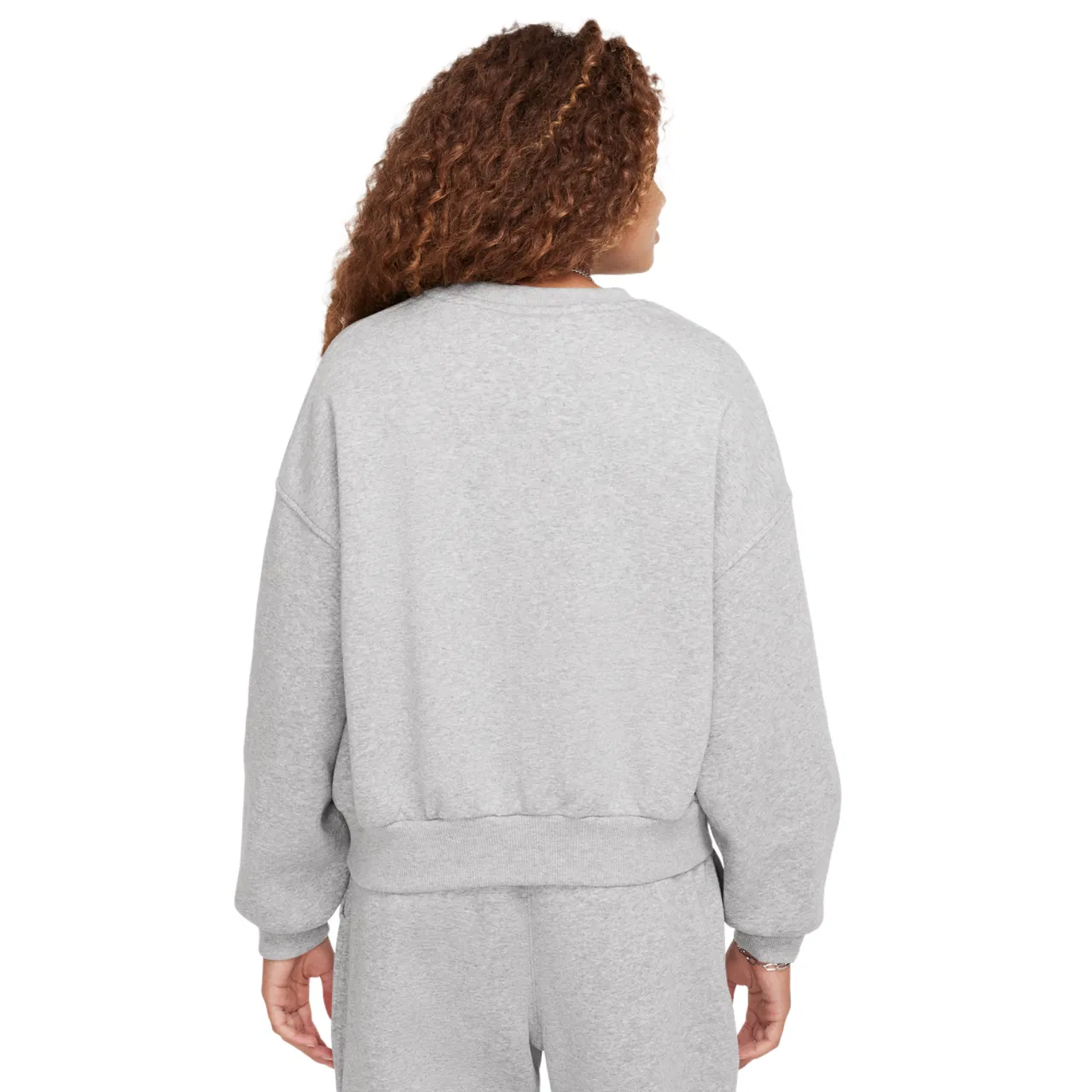 Толстовка Club Fleece Boxy Crew Nike, цвет White/Dk Grey Heather — фото 2