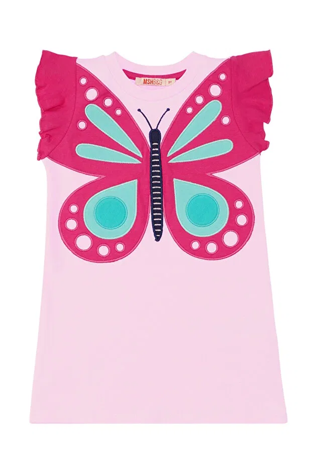 Детское платье для девочек с коротким рукавом Pink butterfly Mshb&G, Pink — фото 3