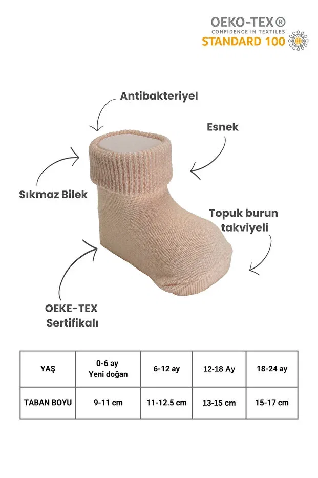 Детские носки хлопковые Organic cotton -terletmez- plain curled newborn girl boy and child socks set of 5 Akface, Purple — фото 4