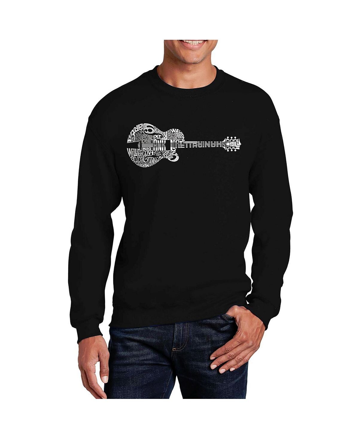 

Мужская толстовка с круглым вырезом word art country guitar LA Pop Art, черный