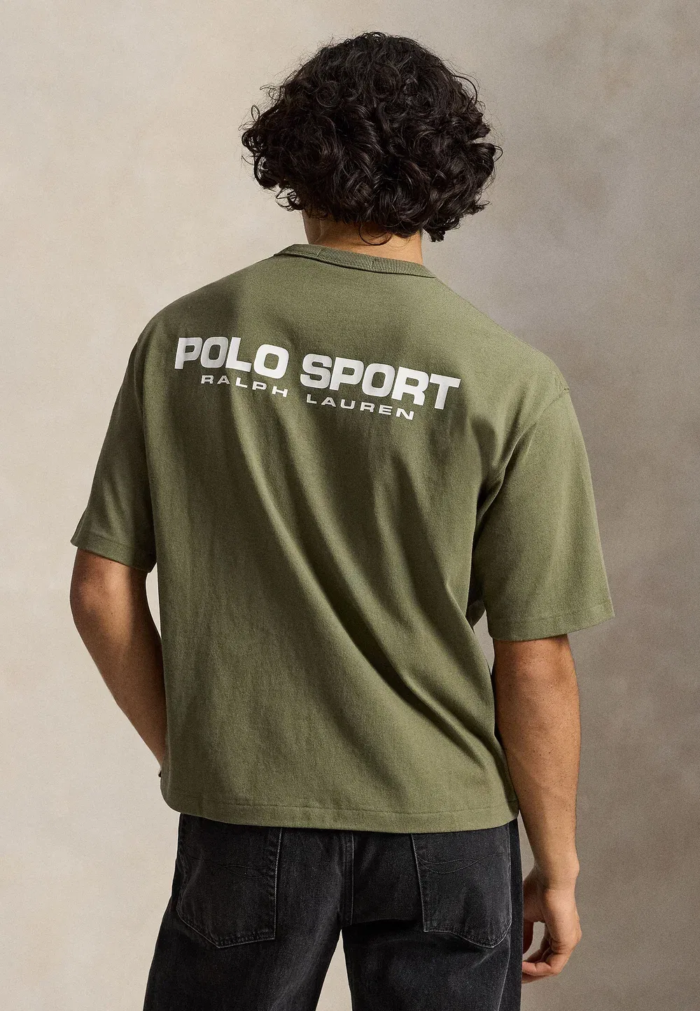 Футболка-Поло свободного кроя, унисекс, с принтом Polo Ralph Lauren, Cruise Olive