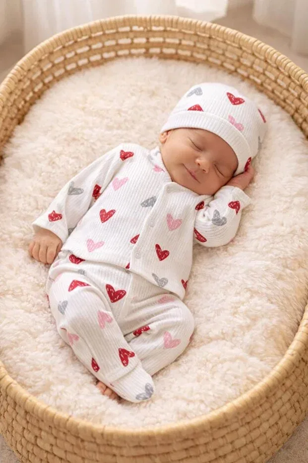 Детский комплект боди для новорожденных хлопковый Bys Baby Fashion, Heart Magenta — фото 3