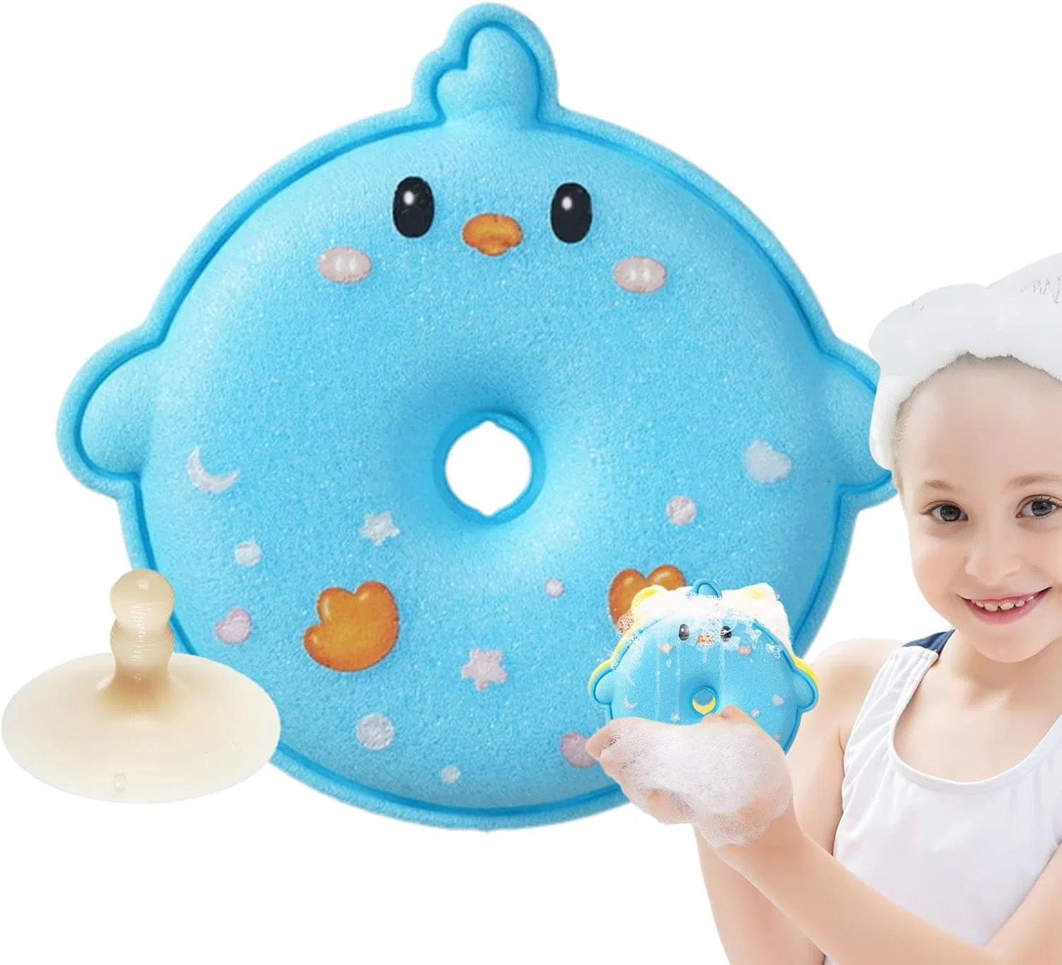 Губка для душа для детей, Opilroyn, 1 шт, 12x11.5x2 см, Blau