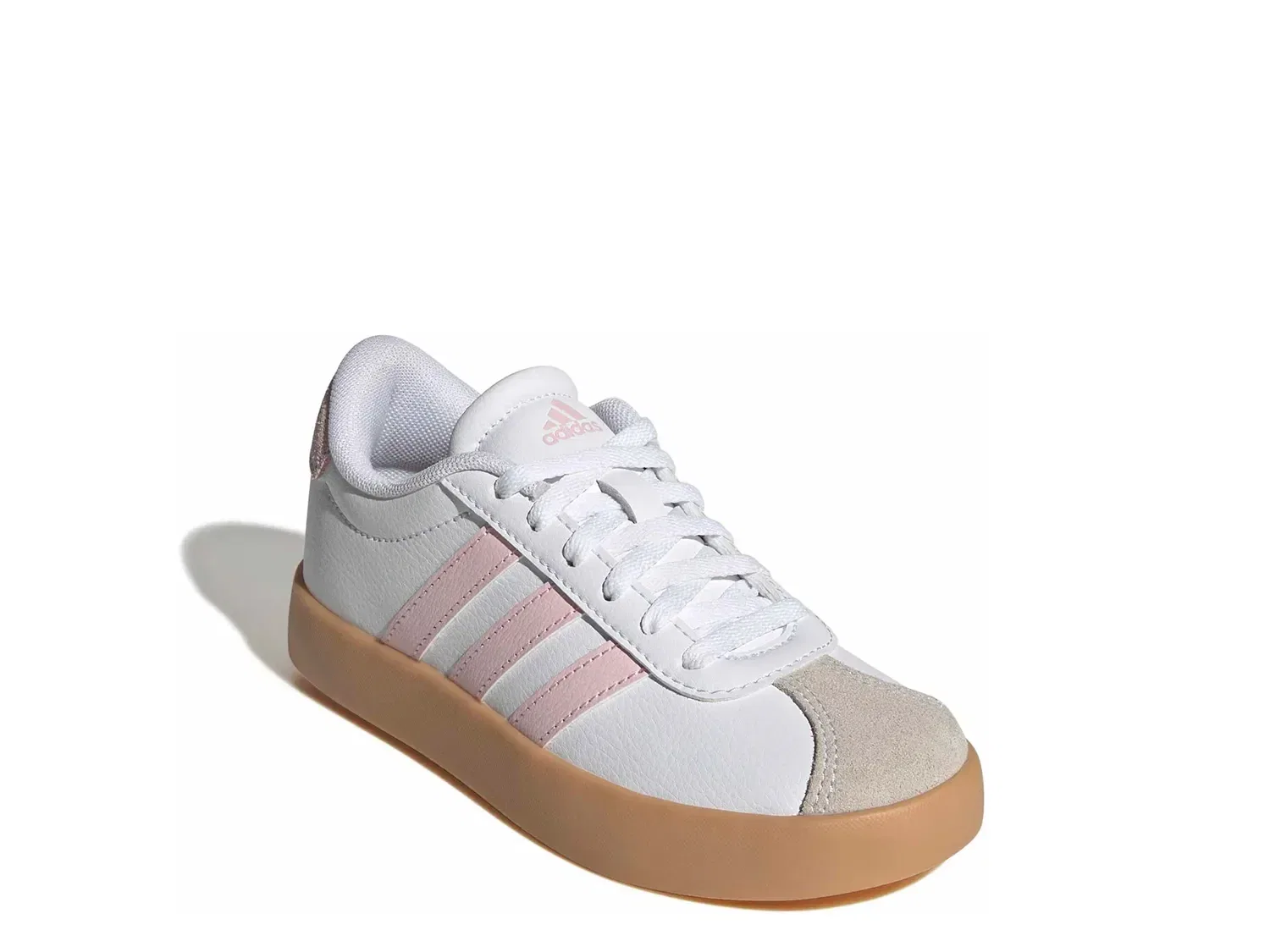 Кроссовки VL Court 3.0 для детей, бело-розовые, adidas