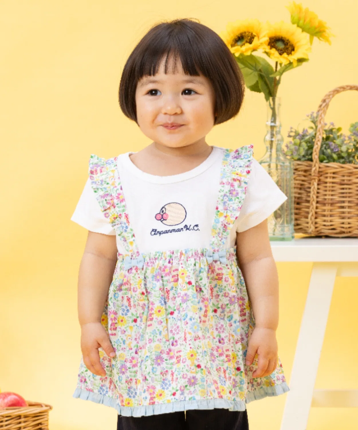 Детская туника с цветочным принтом и вышивкой, модель Anpanman Kids Collection ANPANMAN KIDS COLLECTION, Off White