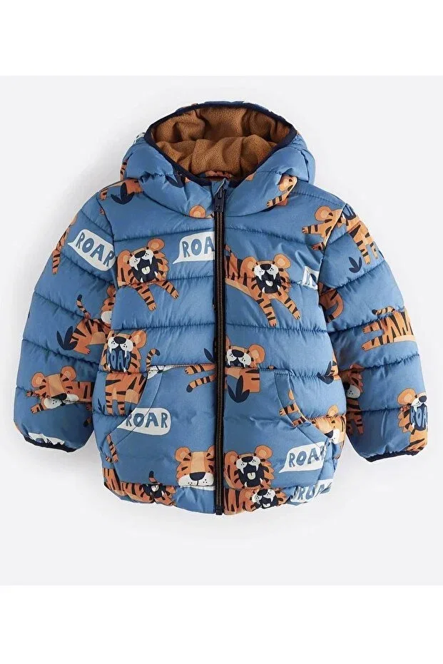 Детское пальто для девочек с принтом Roar kaplan coat Hulohoopbaby, Blue — фото 2