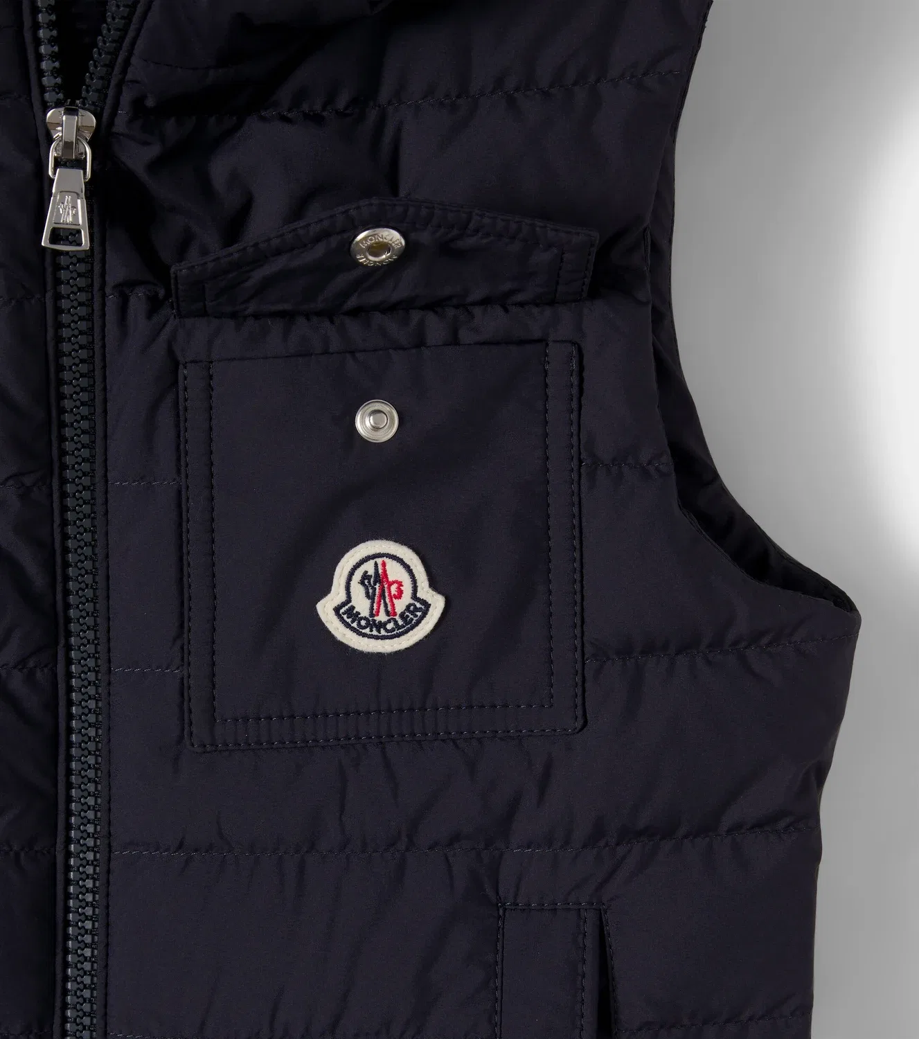Пуховой жилет с наполнителем из пуха и пера Moncler Enfant, синий — фото 4