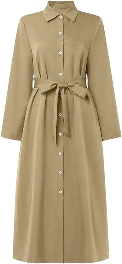 Женское платье прямого кроя длинным рукавом Khaki