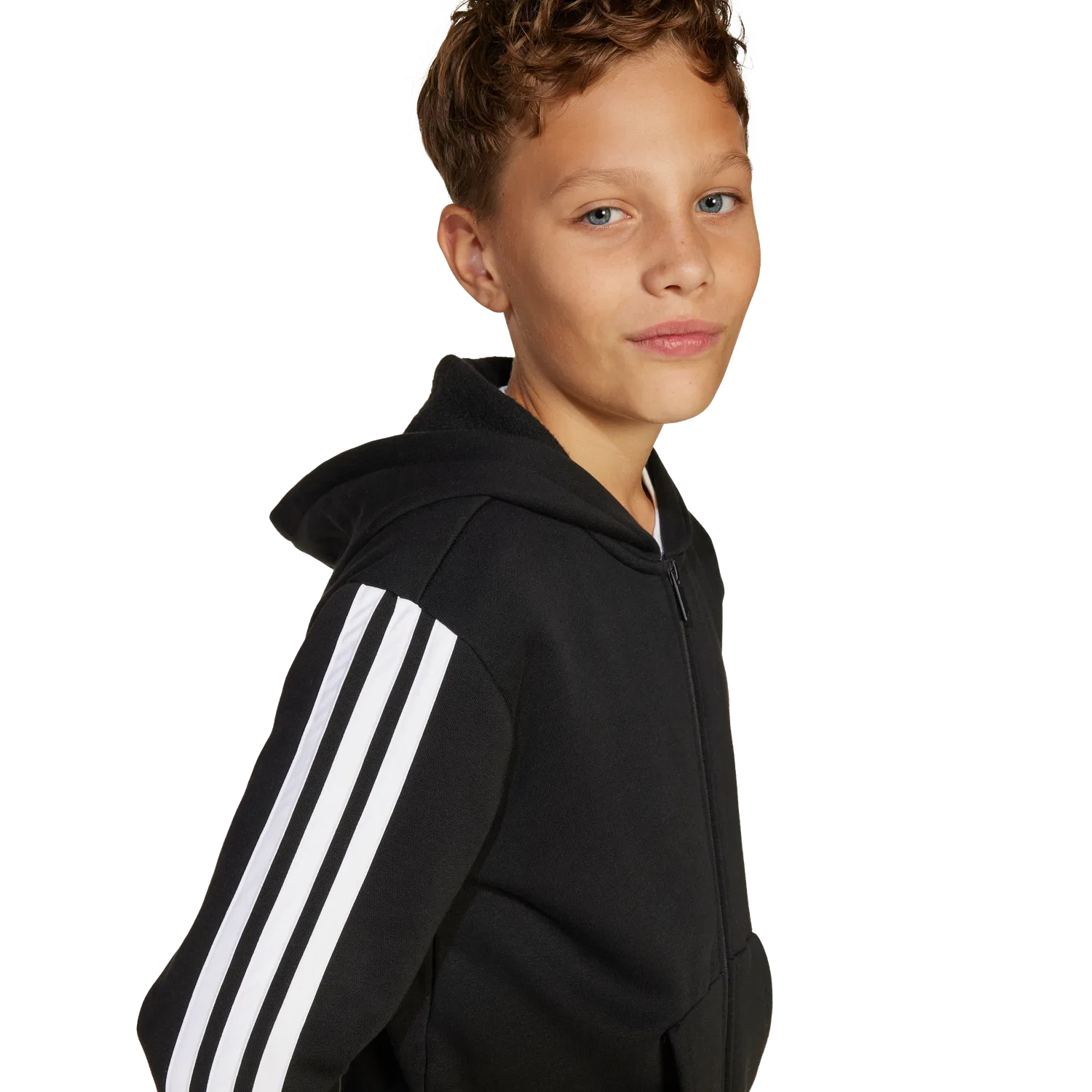 Детская спортивная куртка с капюшоном Adidas, черный — фото 4
