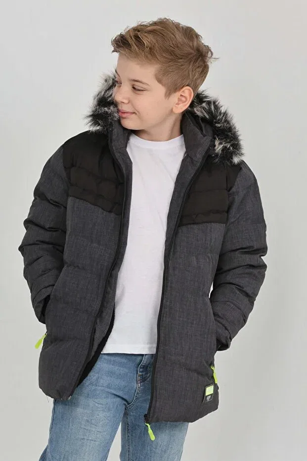 Детское зимнее пальто для мальчиков с капюшоном Thejojodesign, Gray