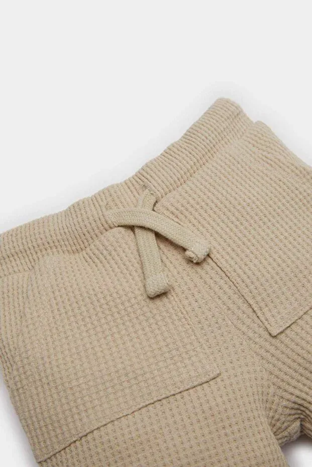 Детские шорты для мальчиков хлопковые Elastic waist waffle shorts for baby boy c2221a524sm Defacto, Beige — фото 2