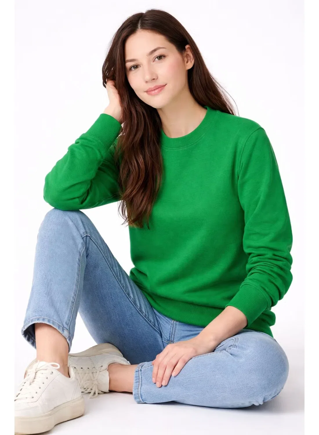 Свитшот с круглым вымрезом Zara, зеленый — фото 2