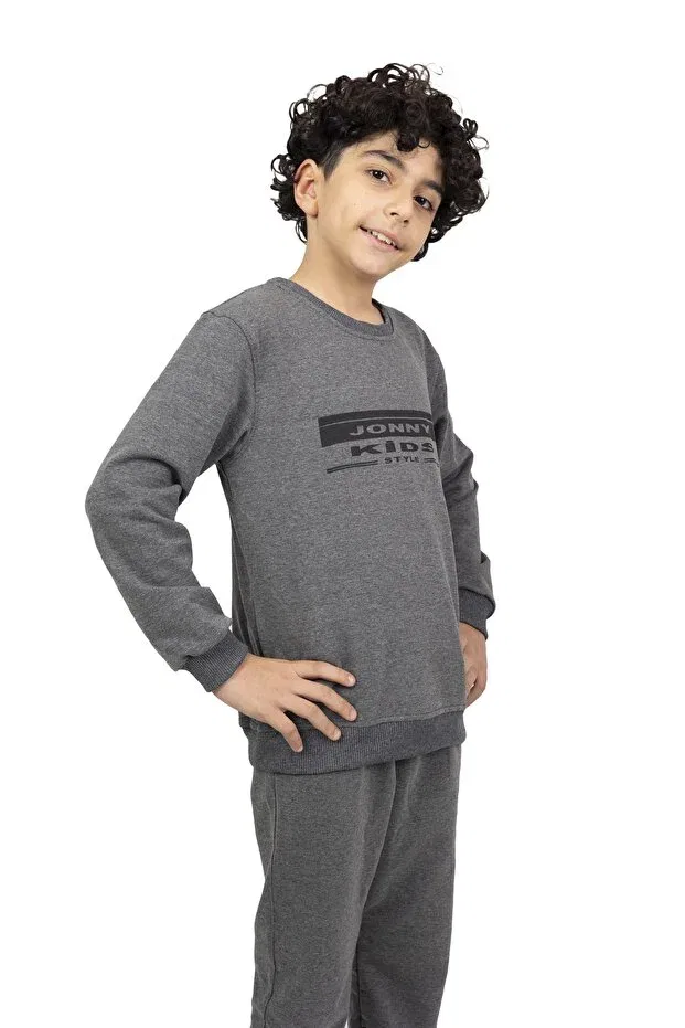 Детские свитшот для мальчиков с принтом Jonny Kids, Anthracite — фото 2