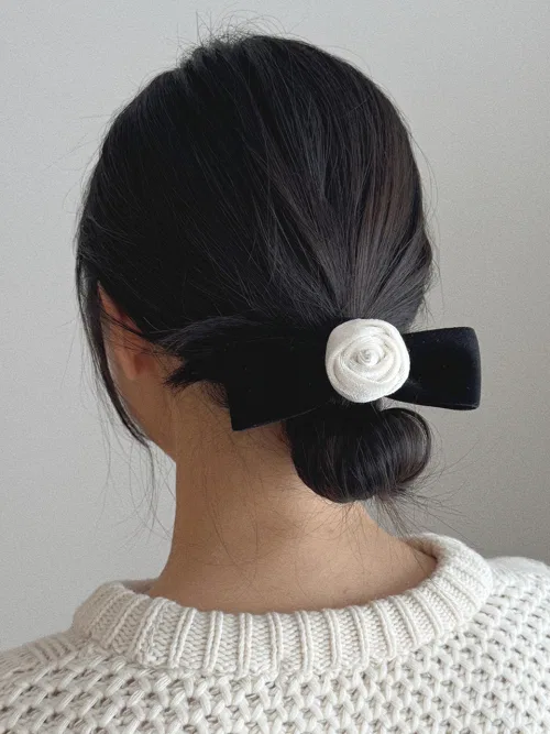Резинка для волос Rose Velvet Ribbon Scrunchie, полиэстер, чёрный