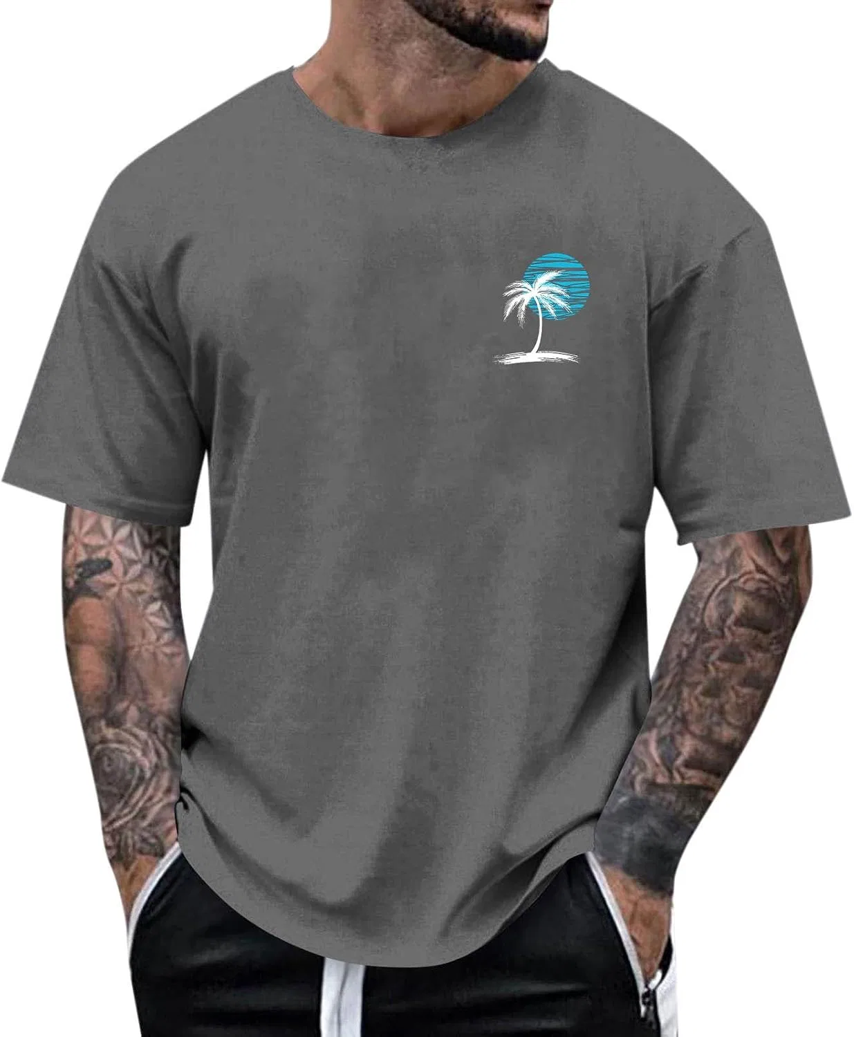 Мужская футболка с пальмами Beach Palm Tree, Gray