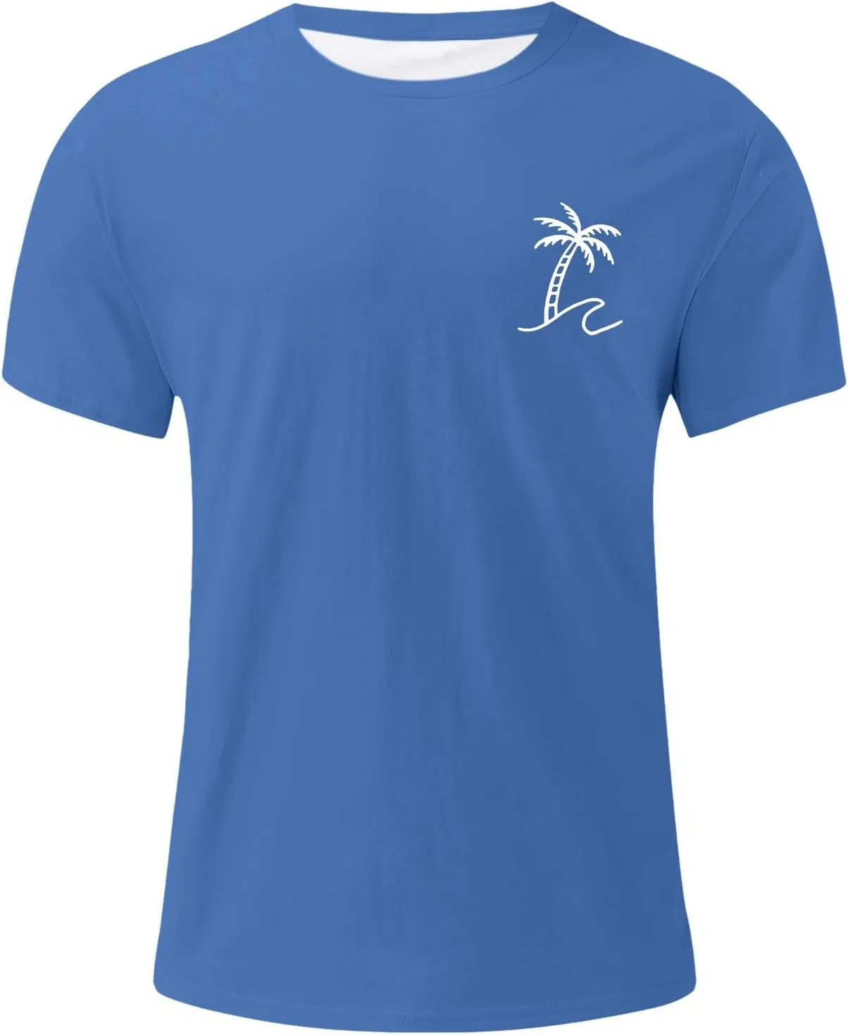 Мужская футболка с принтом пальмы, короткий рукав, Crew Neck, Blue — фото 3