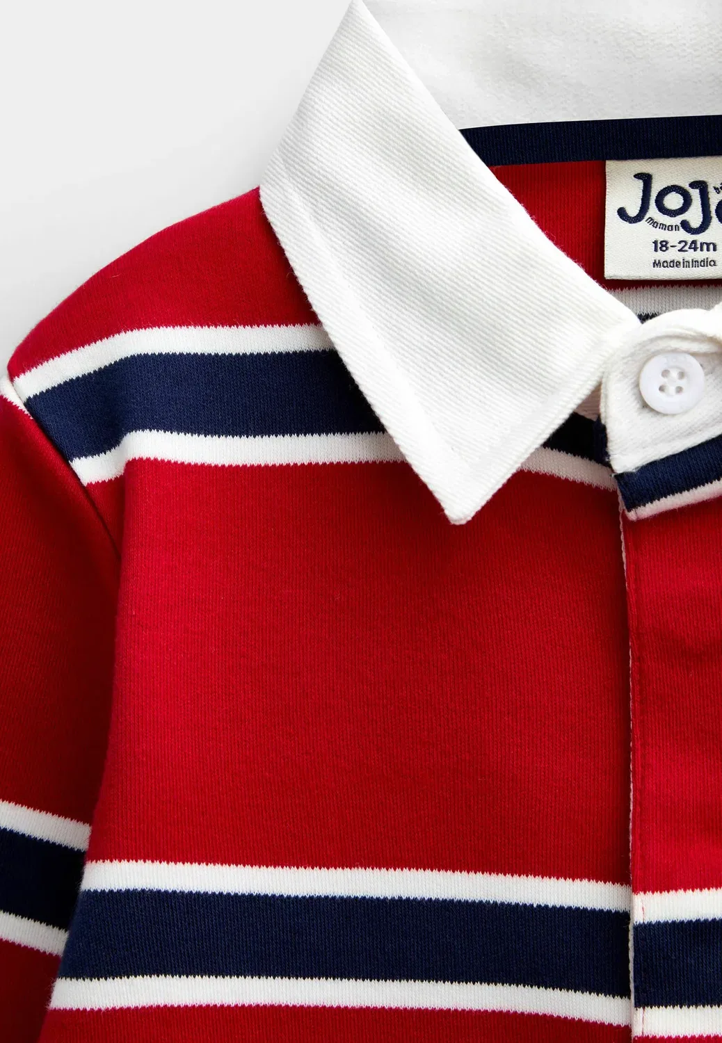 Классическая регбийная футболка - поло Jojo Maman Bébé, Bright Red Stripe — фото 3