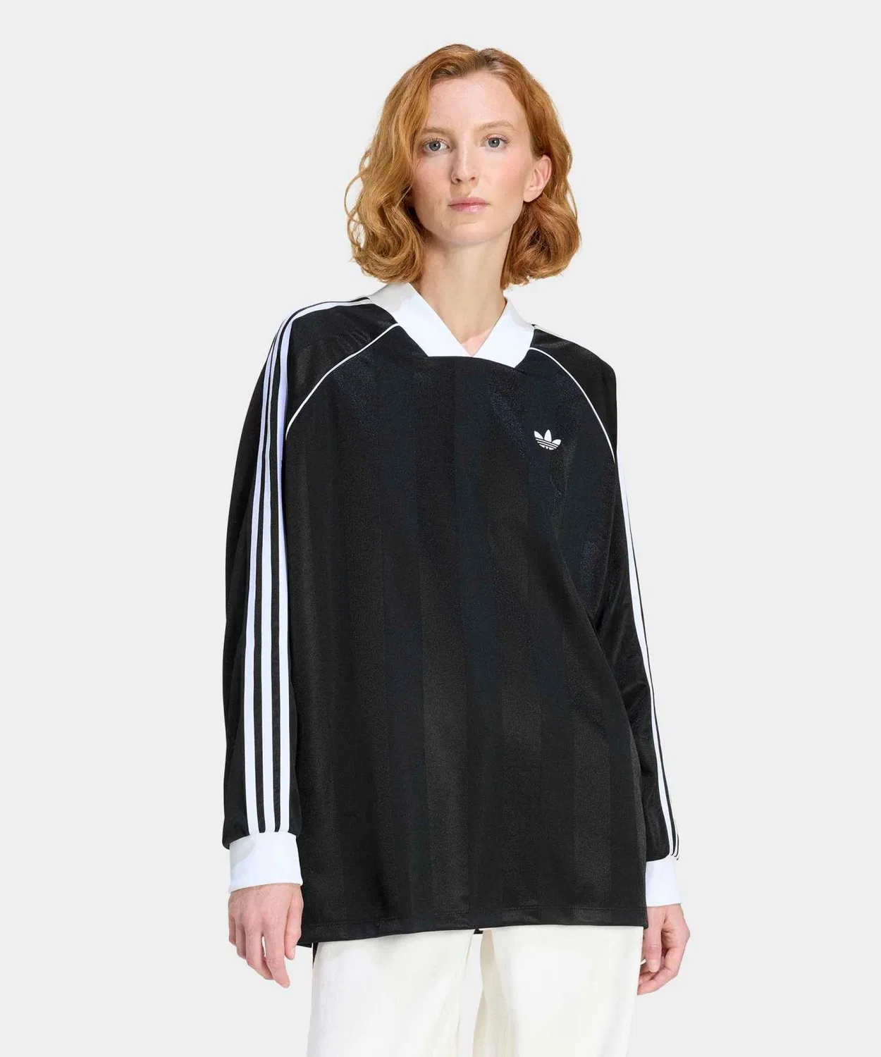Женский лонгслив оверсайз с принтом три полосы Adidas Originals, Black