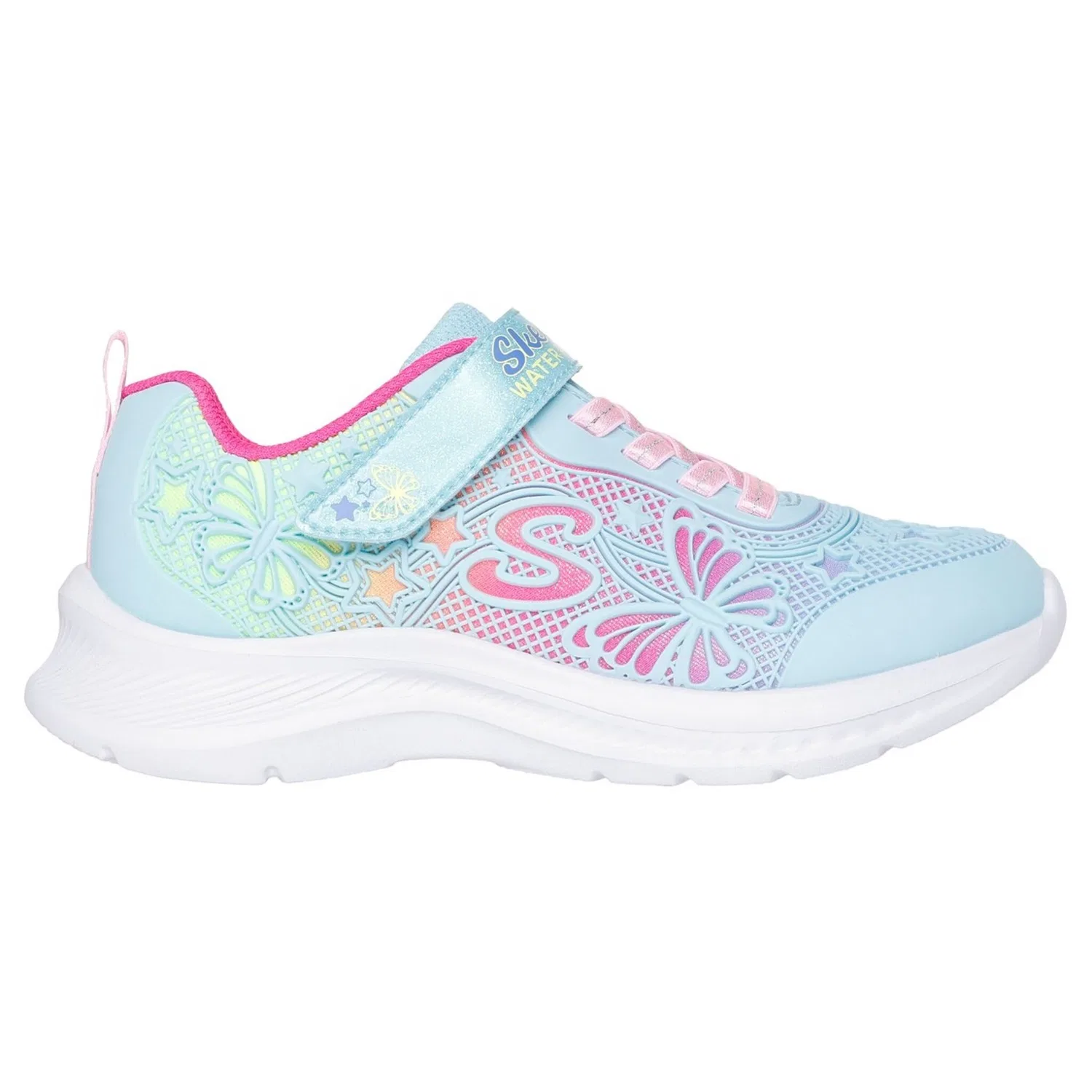 Детские кроссовки с блестками и бабочками Skechers, Light Blue Multi — фото 4