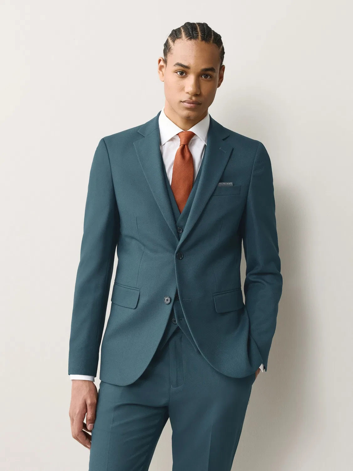 Пиджак Slim Fit текстурированный Next, Teal Blue