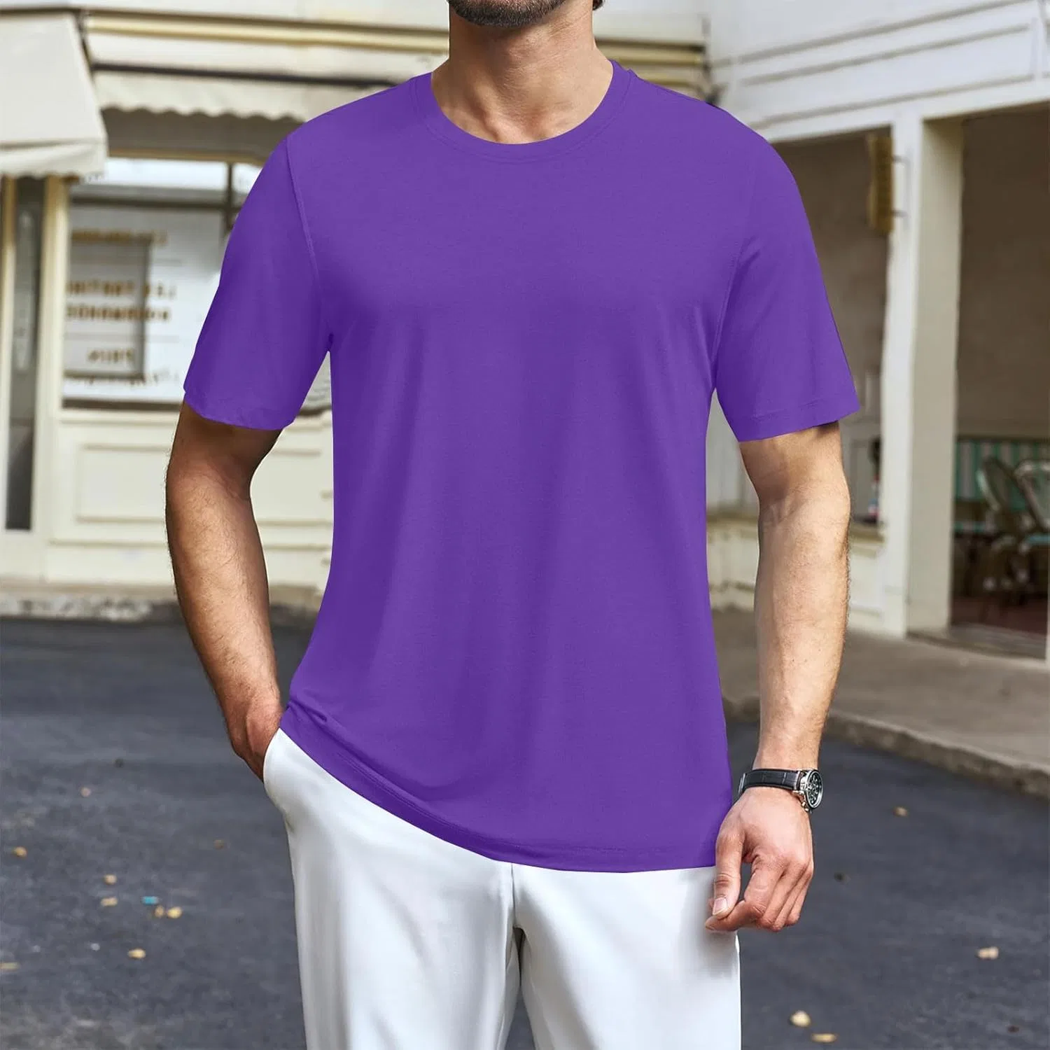 Мужская футболка с круглым вырезом, Lightweight, A-purple — фото 3