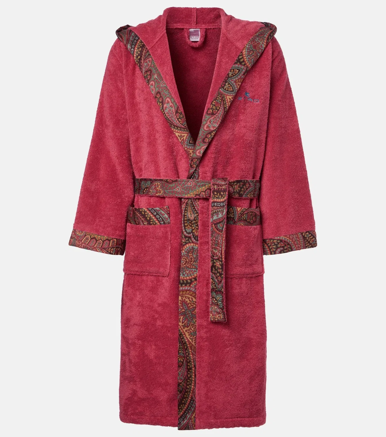 Банный халат махровый с узором пейсли Etro, бордовый