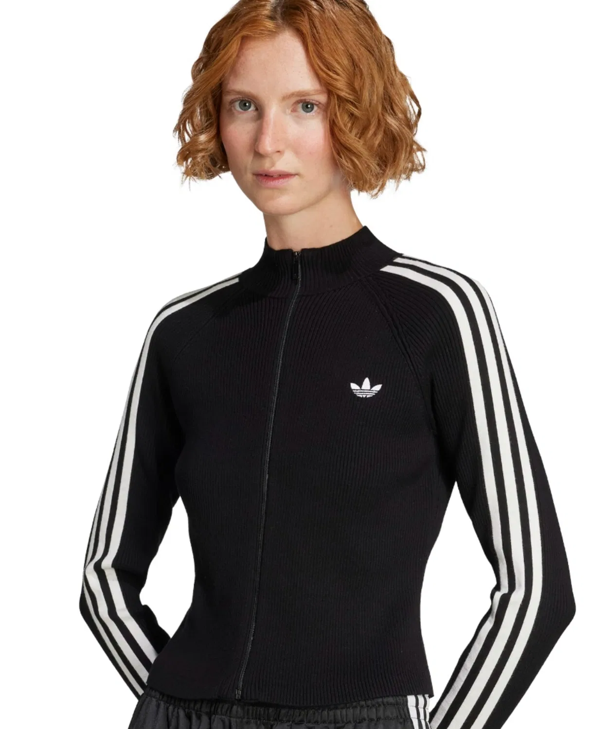 Трек-топ из трикотажа adidas ADICOLOR 3 STRIPES SLIM KNIT, черный — фото 2