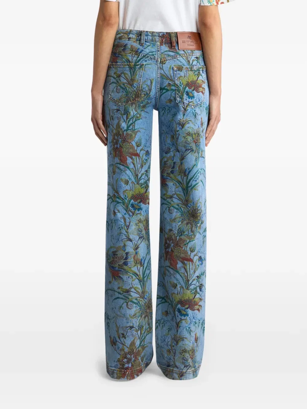 Расклешенные джинсы с цветочным узором Etro, синий — фото 4