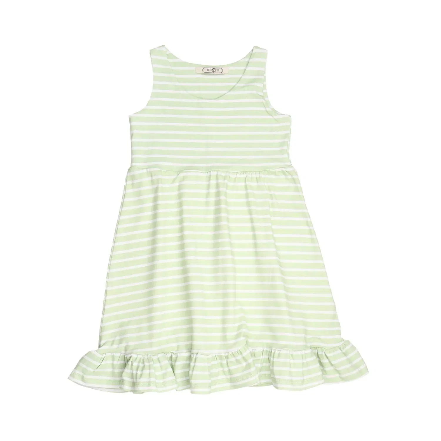 Платье без рукавов с принтом полоска Green stripes Walkiddy, зеленый — фото 3