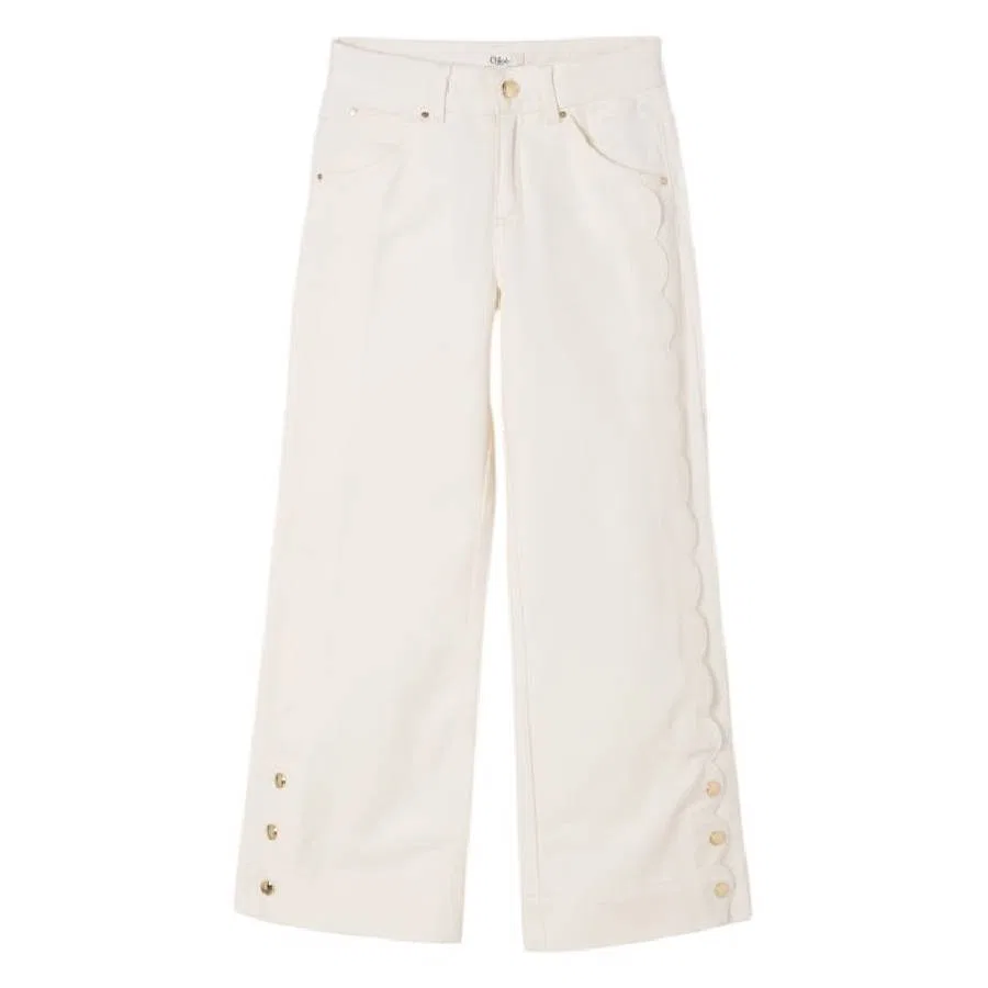 Джинсовые брюки с логотипом Chloé для девочек, Off White
