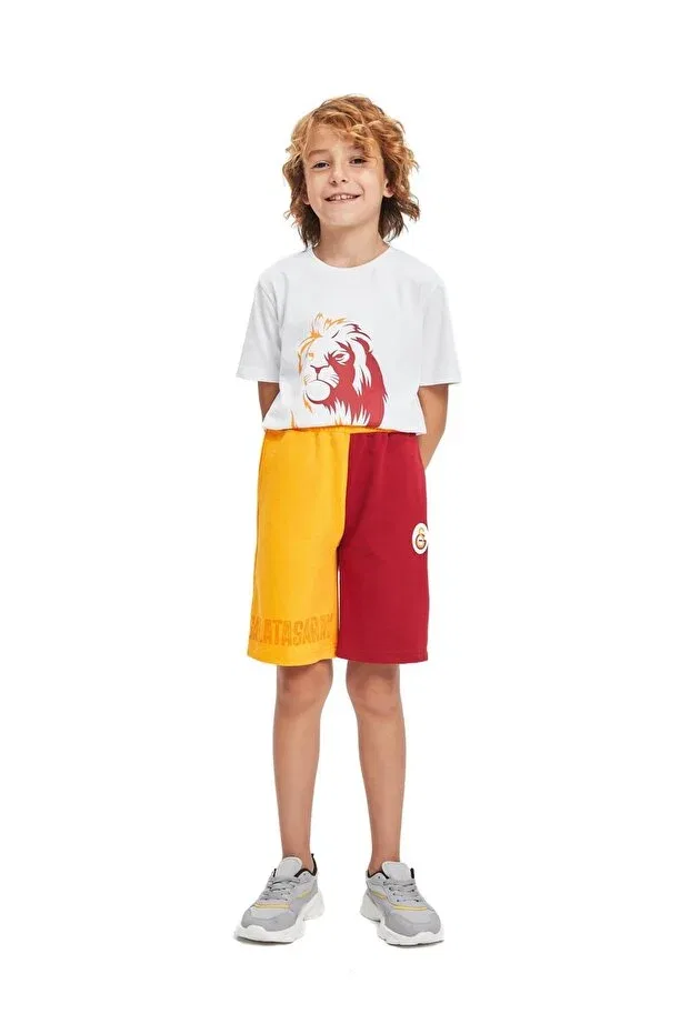 Детские шорты для девочек с принтом Galatasaray, Yellow-Red