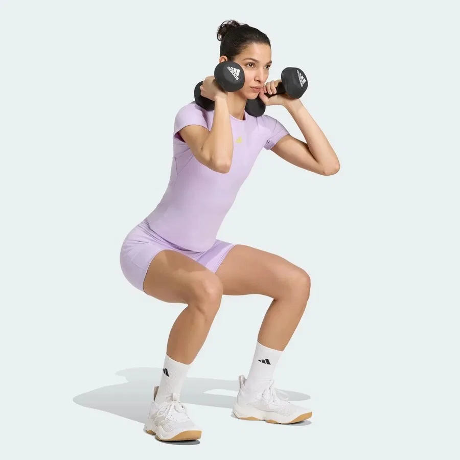 Леггинсы с высоким поясом 3 Stripes Studio All Me Booty adidas, Фиолетовый — фото 3