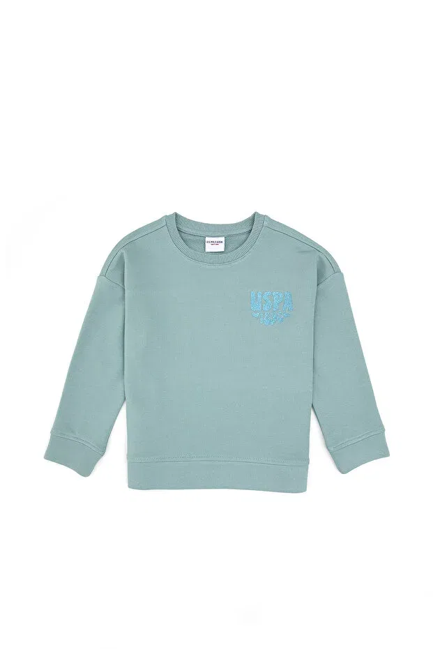 Детские свитшот для девочек с принтом Mint Silvery Print U.S. Polo Assn., Mint — фото 2