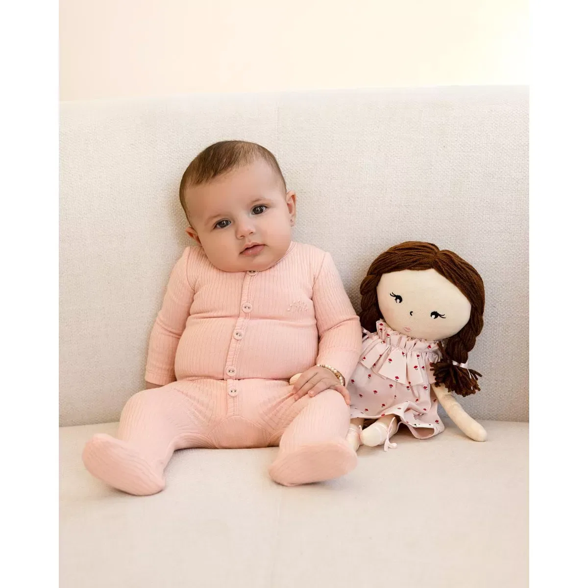 Детское боди-комбинезон для мальчиков с длинным рукавом NEWBORN, Seashell Pink — фото 2