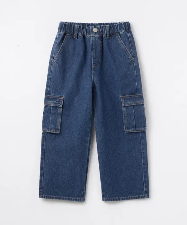 Джинсы карго с широкими штанинами на резинке, Musinsa Standard Kids, Medium Indigo — фото 2