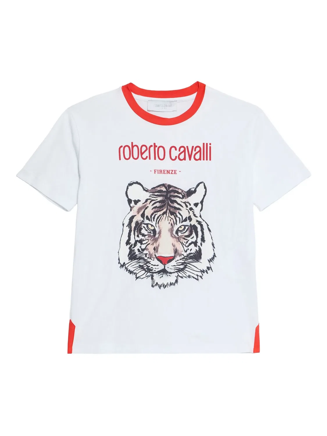 Футболка с тигровым принтом белая Roberto Cavalli, белый