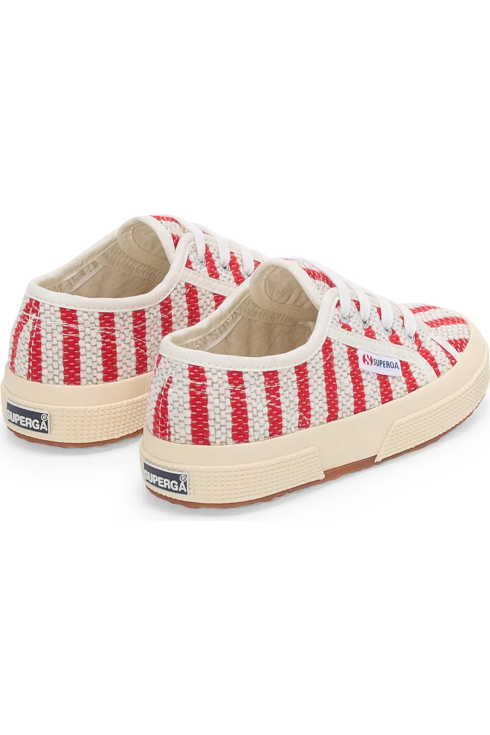 Кеды детские на шнуровке из хлопка 2750 Superga, красно-белый — фото 3