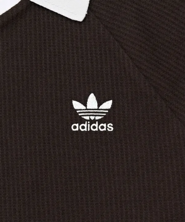 Футболка поло с длинным рукавом, вафельная, Adidas, темно-коричневый — фото 4