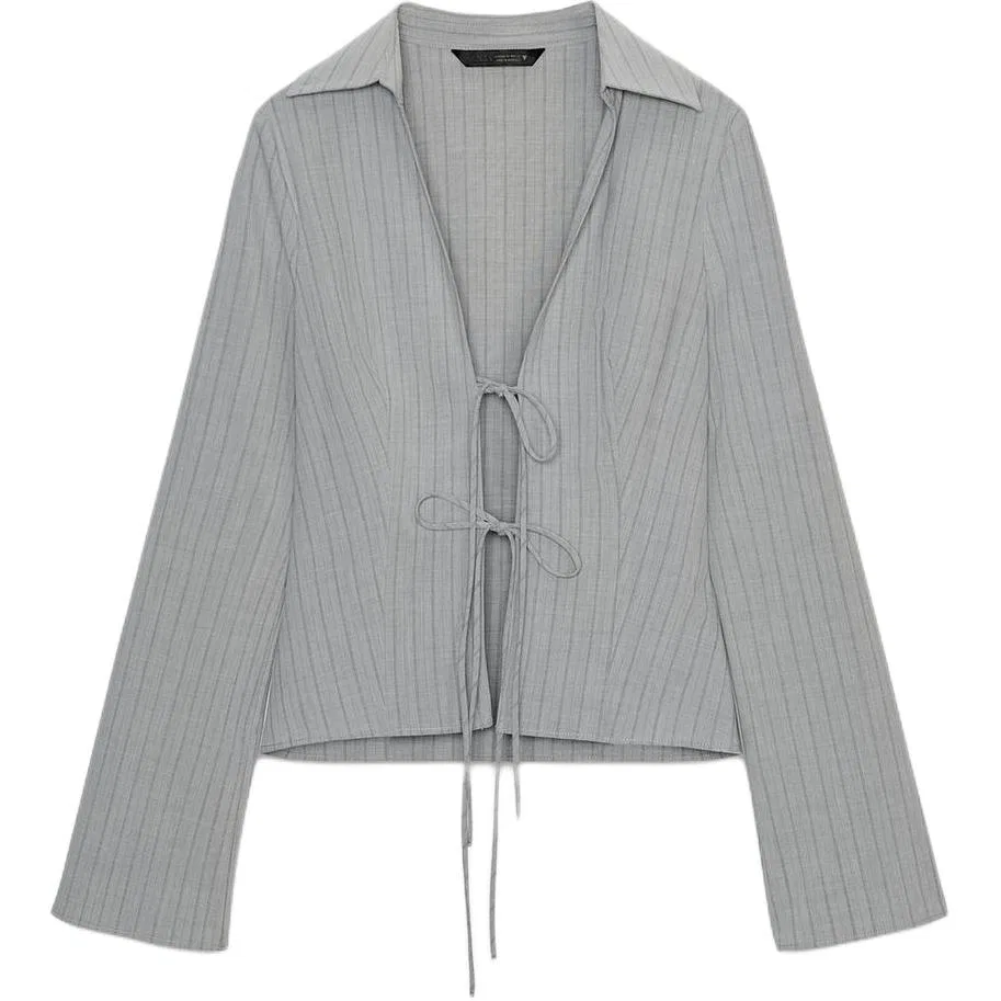 Женская рубашка с принтом зебры Lapel Thin ZARA, Zebra Print Gray