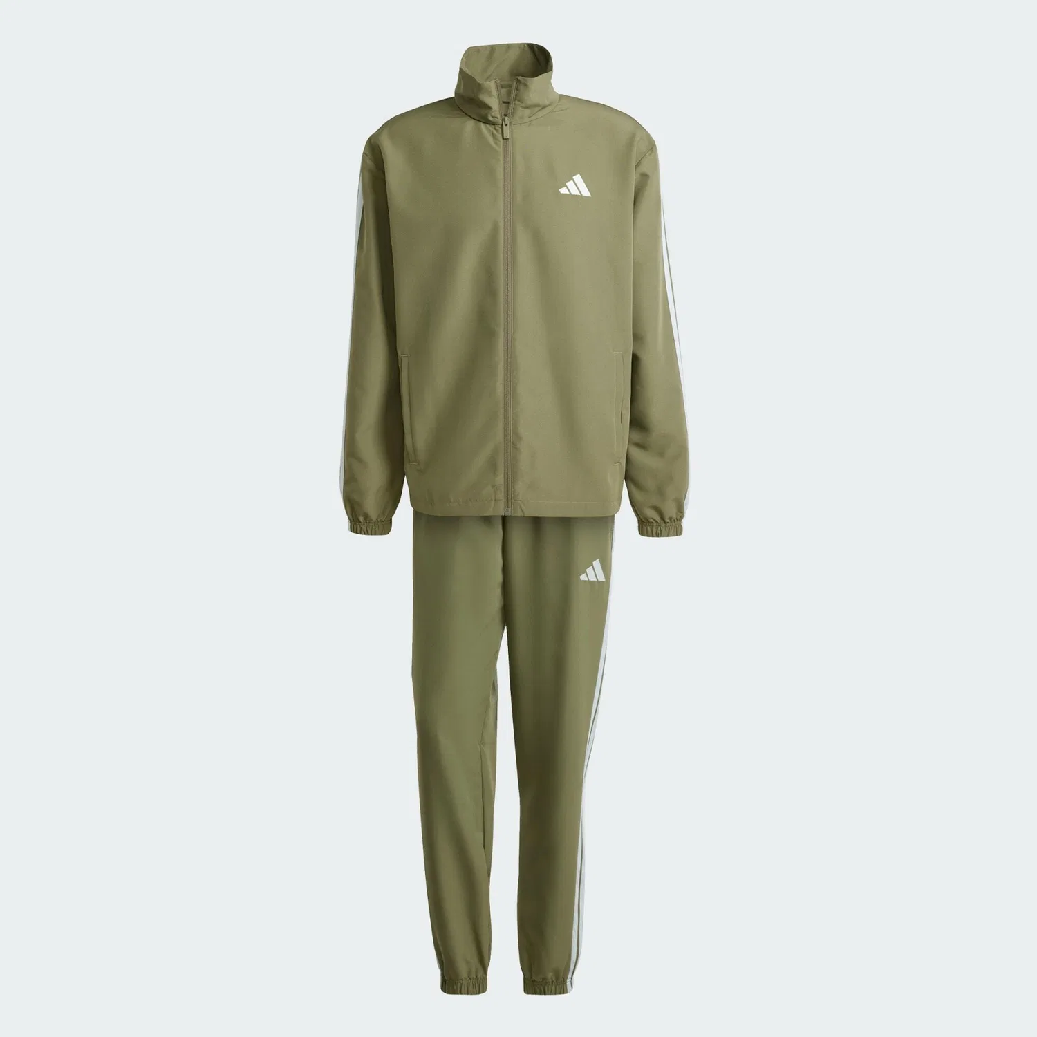 Мужской спортивный костюм с принтом 3-Streifen Woven Trainingsanzug Adidas, Khakibeige — фото 2