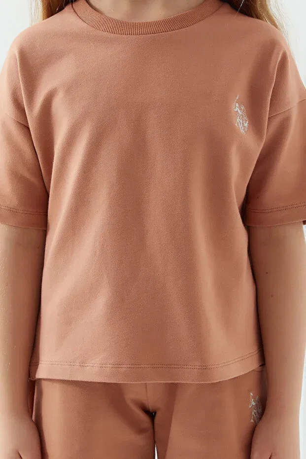 Детские шорты для девочек хлопковые с принтом U.S. Polo Assn., Dried Rose — фото 4
