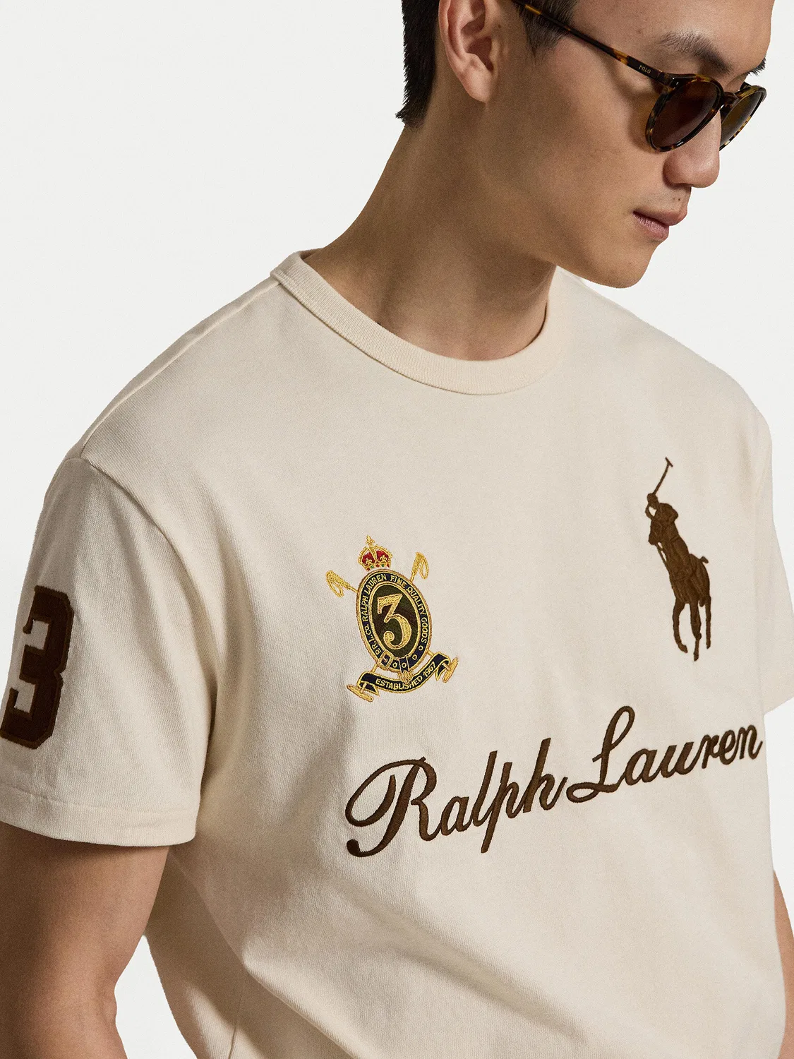 Мужская футболка стандартного кроя Polo Ralph Lauren, кремовый — фото 4