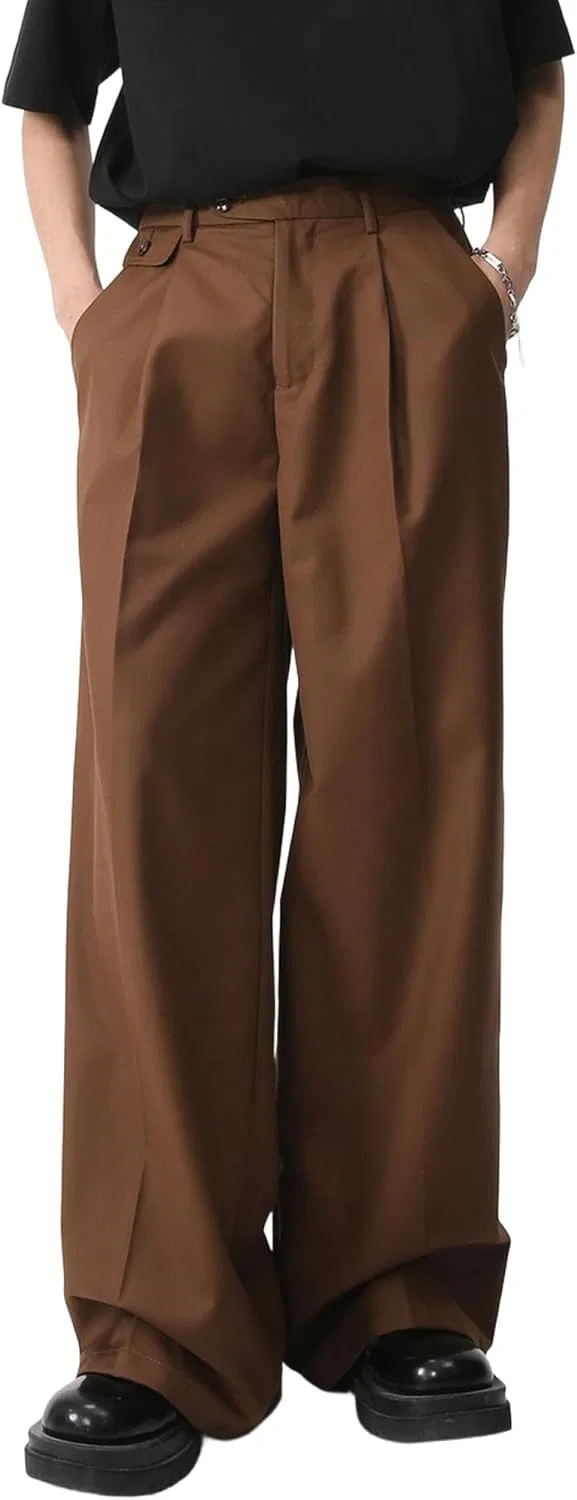 Мужские брюки свободного кроя с высокой посадкой Wide Leg, кофейный