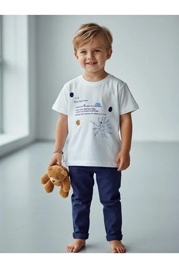 Детская футболка для мальчиков хлопковая с принтом Zekids, White