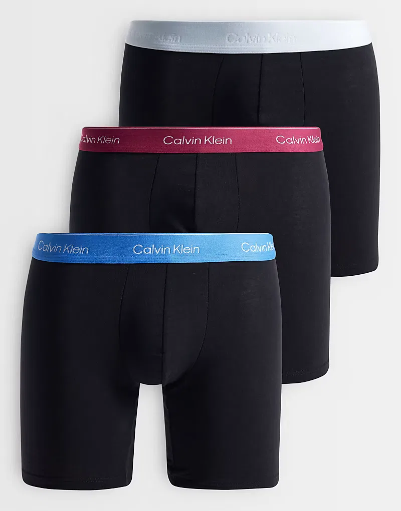 Боксеры-брифы хлопковые стретч Icon 3 шт Calvin Klein, черный