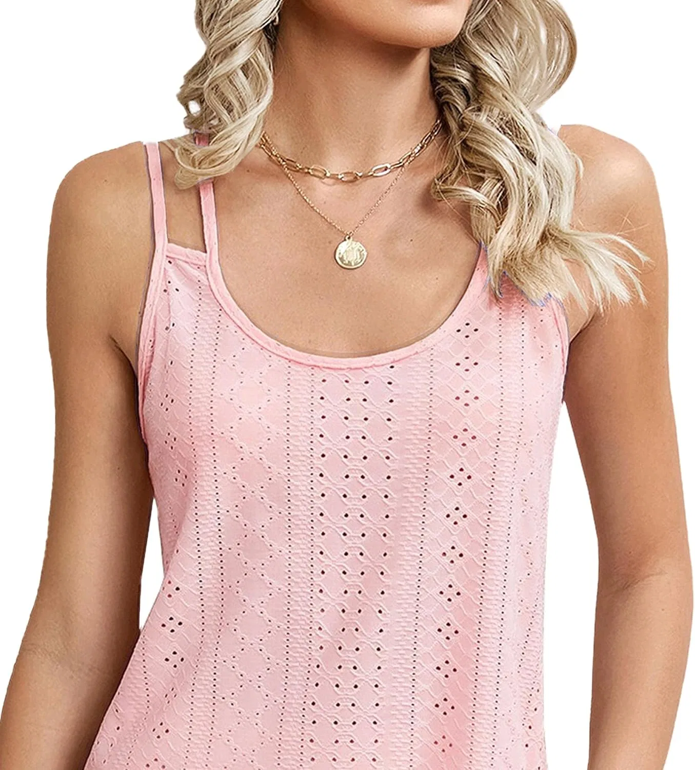 Женское пляжное платье-накидка с вышивкой Scoop Neck, Pink — фото 4