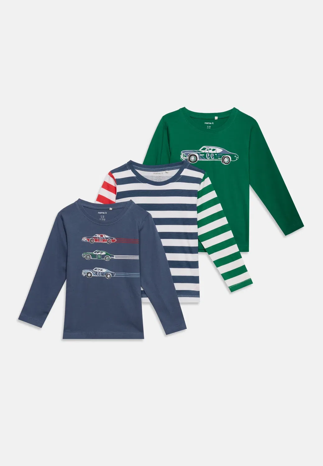 Nmmniko 3 pack - футболка с длинными рукавами Name It, Dark Blue/Multi-Coloured/Green