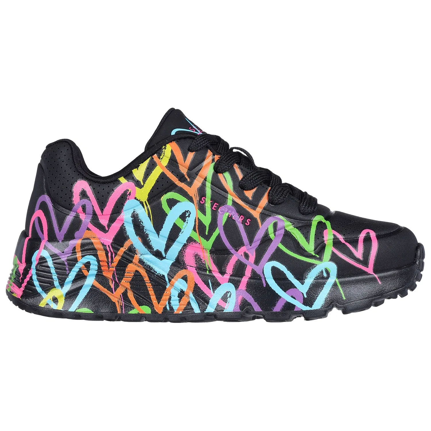 Детские кроссовки на платформе Skechers x JGoldcrown Uno Lite, Black/Multi — фото 4