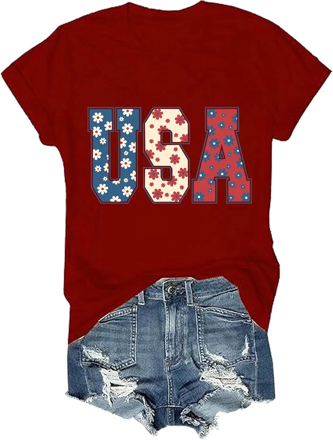 Мужская футболка с принтом America Fourth of July, Claret
