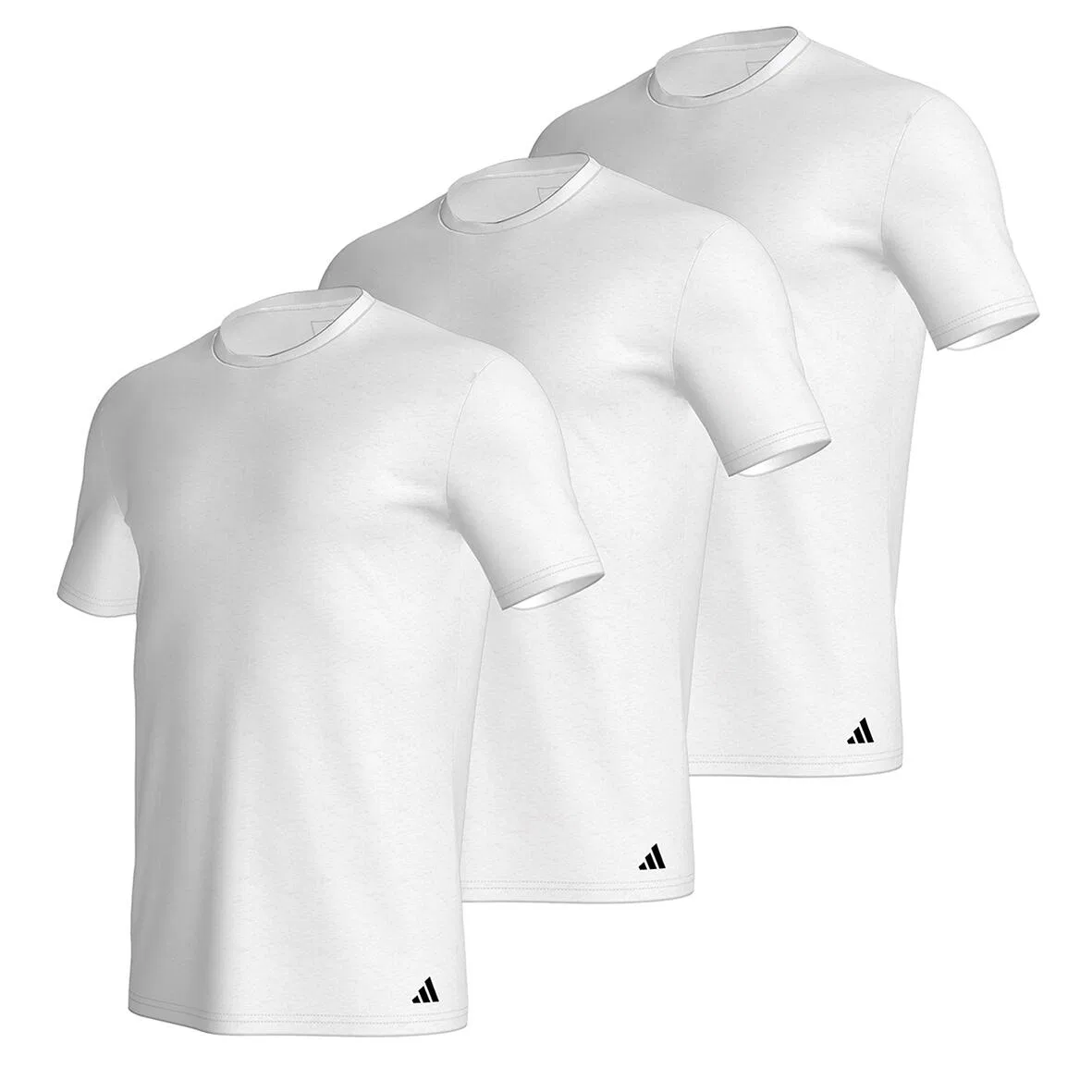 Мужская хлопковая футболка с круглым вырезом 3 Pack adidas Crew Neck, Цвет Weiss